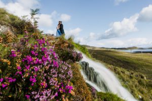 Vow renewal elopement Isle of Skye Brides veil waterfall